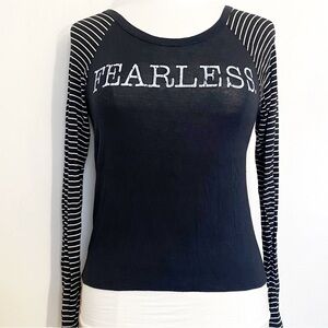 Wild Blue “Fearless” Black and White Striped Color Blocked Women's Knit Top M